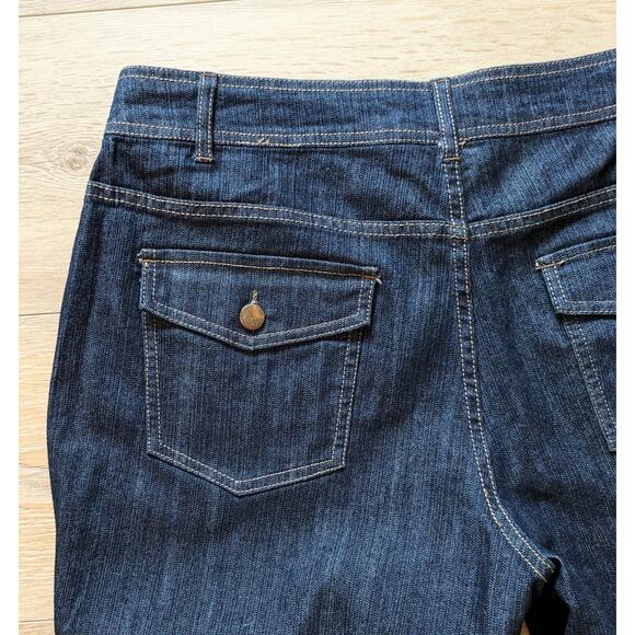 Bill Blass Jeans High Rise Wide Leg Dark Denim Y2K Contrast Stitching Size 14 - Picture 7 of 10